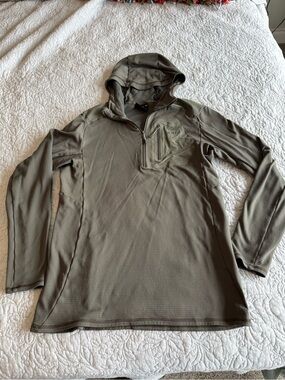 Canis Medium Men’s Olive Green Hooded Quarter-Zip Top